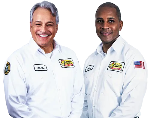 Mike and Alex, certified Mister Sparky electricians in Tampa, providing reliable electrical services.